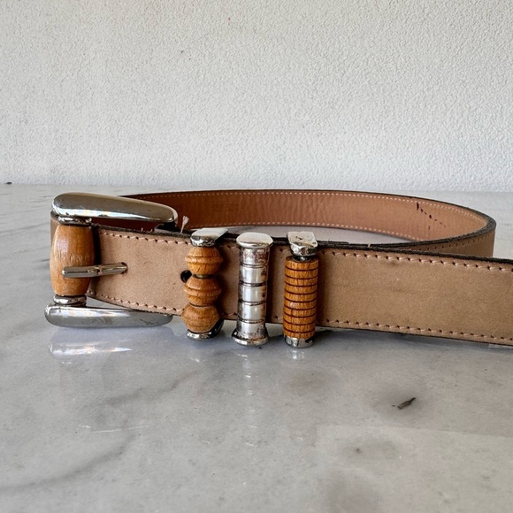 Street Ahead Vintage Eood Buckle Brown Leather Belt Size S - Picture 2 of 13
